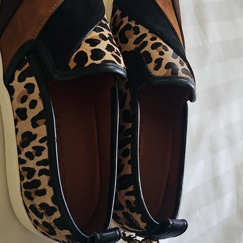 Coach Women's Leopard Patchwork Slip On Shoes